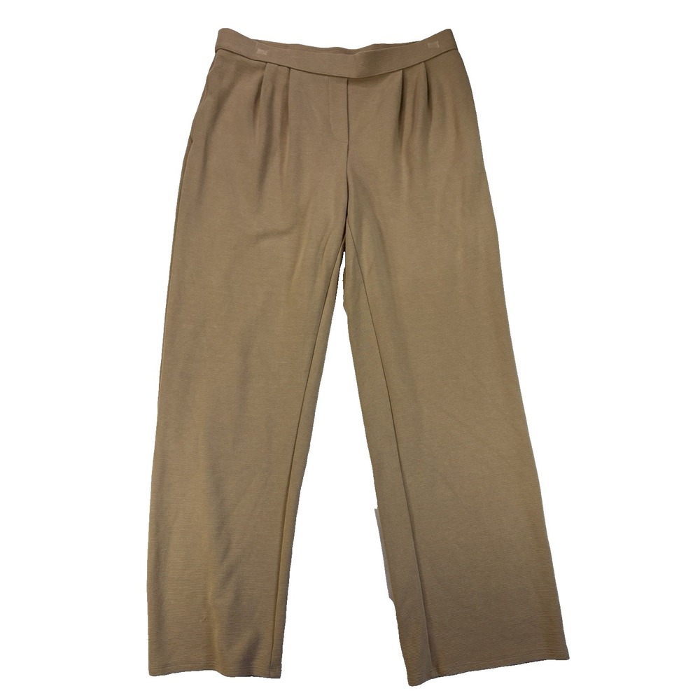 J. Jill Wearever Collection Women's Med Tan Wide Leg Ribbed Pants Preppy Neutral